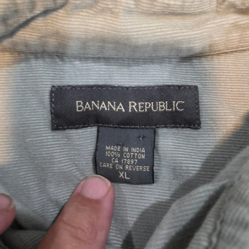 Banana Republic Corduroy Shirt Mens XL Sage Green Excellent Fine Wale Cotton